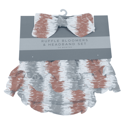 Western Stripe Ruffle Cotton Bloomer Headband Set - The Little Big Store