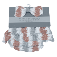 Western Stripe Ruffle Cotton Bloomer Headband Set - The Little Big Store