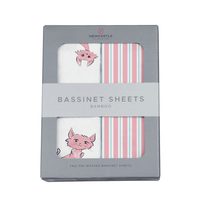 Playful Kitty and Candy Stripe Bamboo Changing Pad Cover/Bassinet Sheets - The Little Big Store
