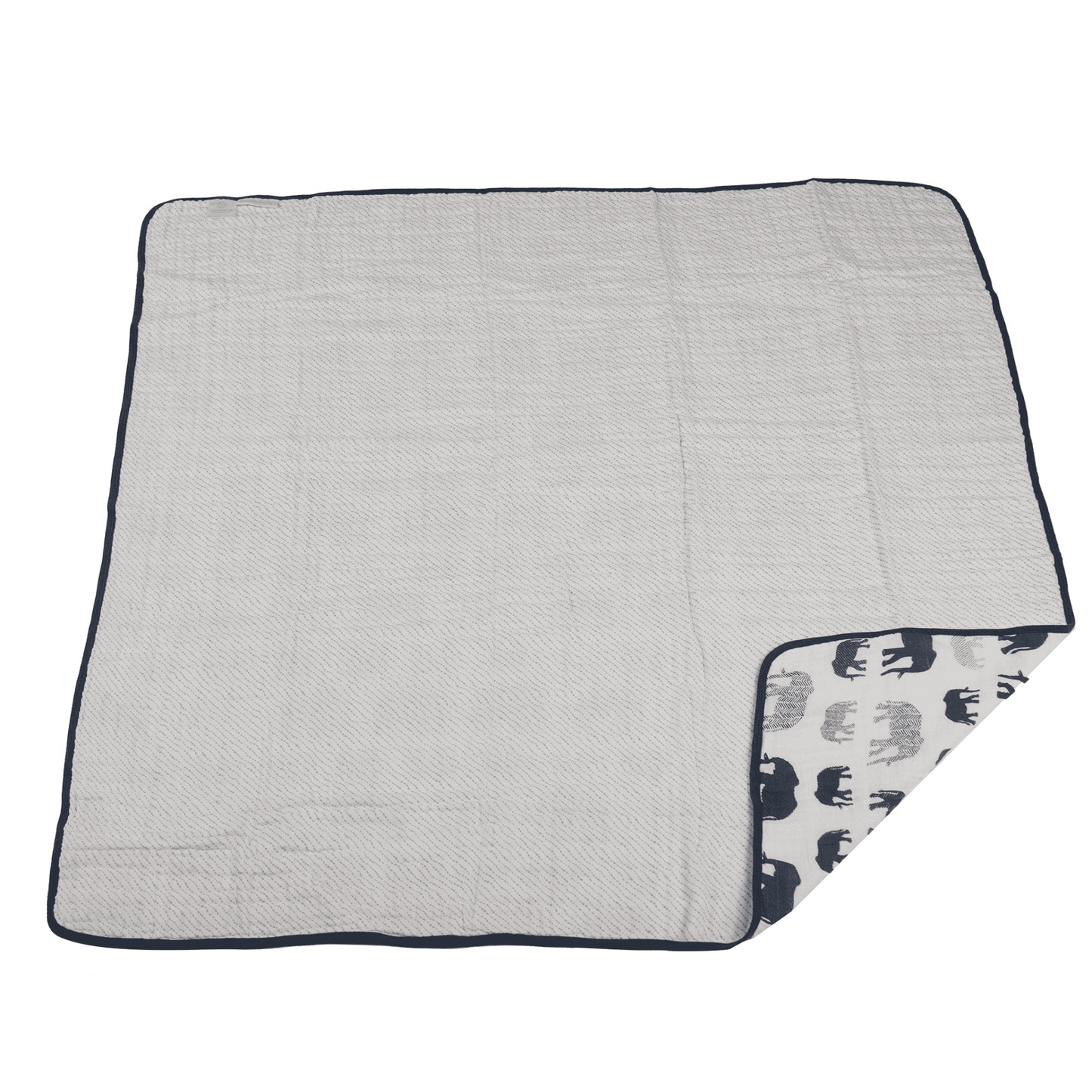 Blue Elephant and Spotted Wave Cotton Muslin Newcastle Blanket - The Little Big Store