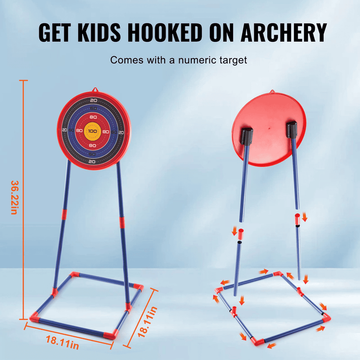 VEVOR Bow and Arrow Set for Kids, 2 Pack LED Light Up Archery Set with 20 Suction Cup Arrows, Standing Target, 2 Quivers, 2 Guns, 20 Soft Bullets, 3 Target Cans, Outdoor Toy for Boy & Girl 6+ Year Old - The Little Big Store