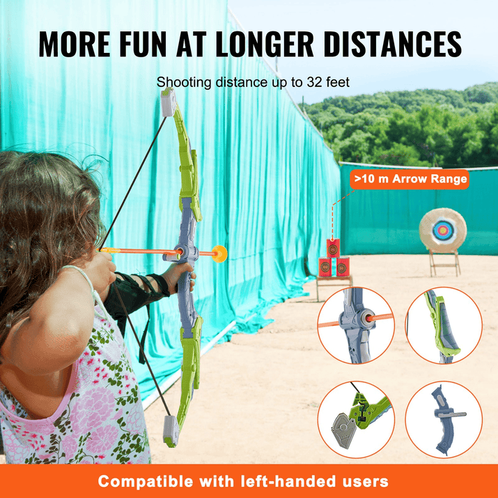 VEVOR Bow and Arrow Set for Kids, 2 Pack LED Light Up Archery Set with 20 Suction Cup Arrows, Standing Target, 2 Quivers, 3 Target Cans, Outdoor Toy Birthday Gift for Boys & Girls 6 7 8 9 10+ Year Old - The Little Big Store