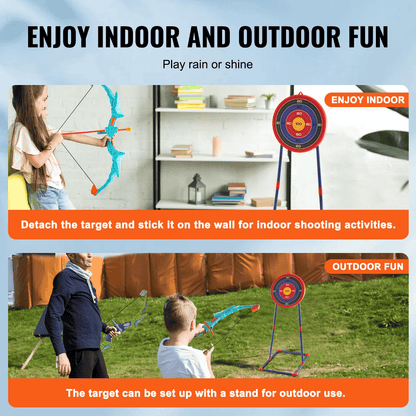 VEVOR Bow and Arrow Set for Kids, 2 Pack LED Light Up Archery Set with 20 Suction Cup Arrows, Standing Target, 2 Quivers, 3 Target Cans, Outdoor Toy Birthday Gift for Boys & Girls 6 7 8 9 10+ Year Old - The Little Big Store