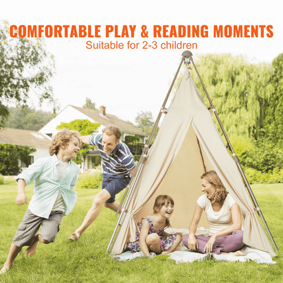 VEVOR Kids Play Tent, Teepee Tent for Kids 1-5 Years Old, Tent for Kids with Windows for Indoor and Outdoor, Foldable Toddler Tent with Mat and Carrying Bag, Kids Tent for Boys and Girls, Beige - The Little Big Store