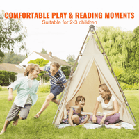 VEVOR Kids Play Tent, Teepee Tent for Kids 1-5 Years Old, Tent for Kids with Windows for Indoor and Outdoor, Foldable Toddler Tent with Mat and Carrying Bag, Kids Tent for Boys and Girls, Beige - The Little Big Store