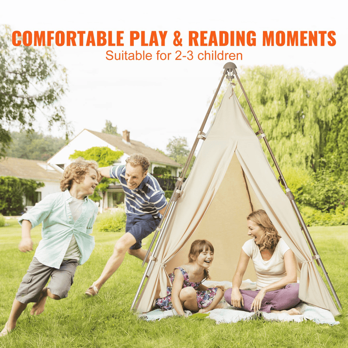 VEVOR Kids Play Tent, Teepee Tent for Kids 1-5 Years Old, Tent for Kids with Windows for Indoor and Outdoor, Foldable Toddler Tent with Mat and Carrying Bag, Kids Tent for Boys and Girls, Beige - The Little Big Store