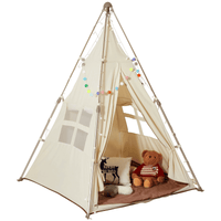 VEVOR Kids Play Tent, Teepee Tent for Kids 1-5 Years Old, Tent for Kids with Windows for Indoor and Outdoor, Foldable Toddler Tent with Mat and Carrying Bag, Kids Tent for Boys and Girls, Beige - The Little Big Store