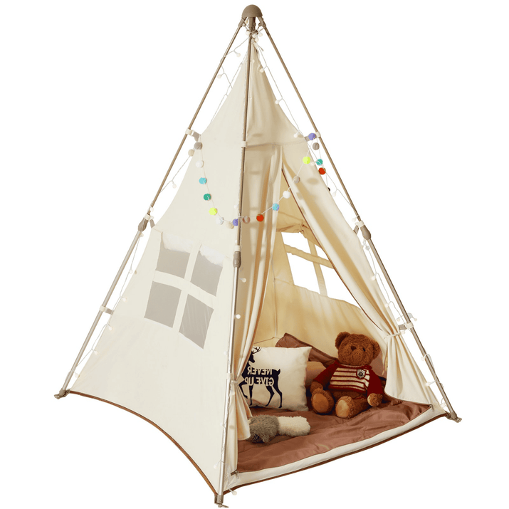 VEVOR Kids Play Tent, Teepee Tent for Kids 1-5 Years Old, Tent for Kids with Windows for Indoor and Outdoor, Foldable Toddler Tent with Mat and Carrying Bag, Kids Tent for Boys and Girls, Beige - The Little Big Store
