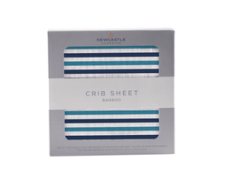 Blue and White Stripe Bamboo Crib Sheet - The Little Big Store