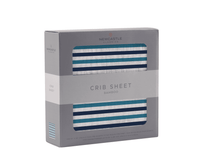 Blue and White Stripe Bamboo Crib Sheet - The Little Big Store
