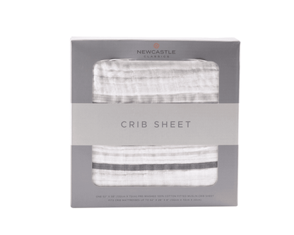 Grey Stripe Cotton Muslin Crib Sheet - The Little Big Store