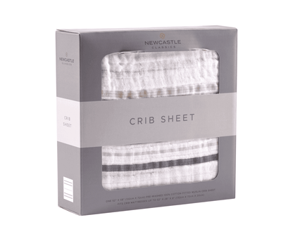 Grey Stripe Cotton Muslin Crib Sheet - The Little Big Store