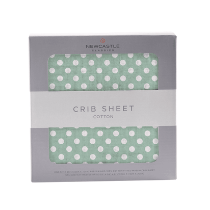 Jade Polka Dot Cotton Muslin Crib Sheet - The Little Big Store