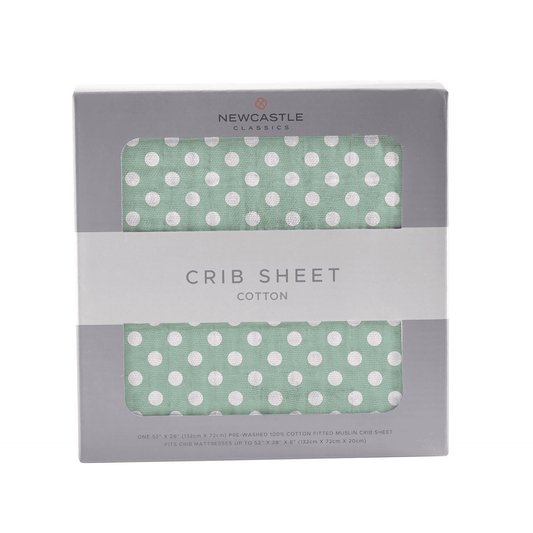 Jade Polka Dot Cotton Muslin Crib Sheet - The Little Big Store