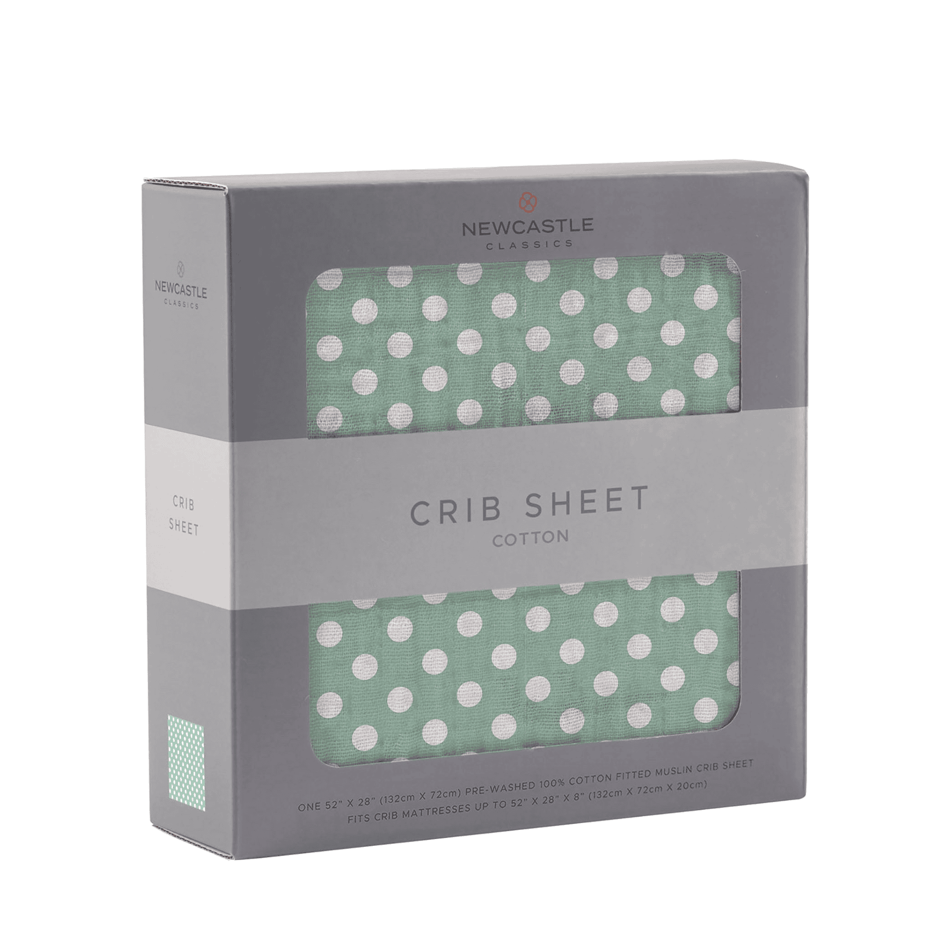 Jade Polka Dot Cotton Muslin Crib Sheet - The Little Big Store