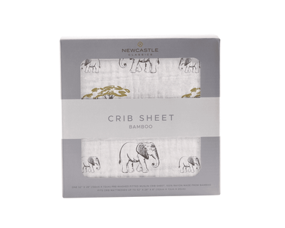Rhinos and Elephants Bamboo Muslin Crib Sheet - The Little Big Store