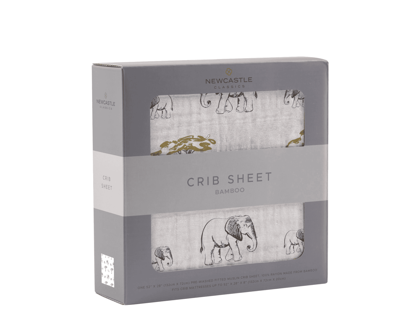 Rhinos and Elephants Bamboo Muslin Crib Sheet - The Little Big Store