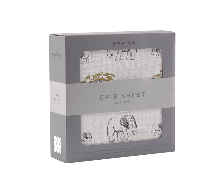 Rhinos and Elephants Bamboo Muslin Crib Sheet - The Little Big Store