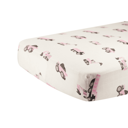 Pink Digger Bamboo Crib Sheet - The Little Big Store