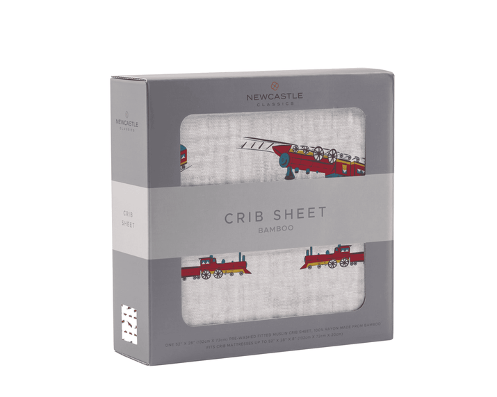 Vintage Steam Train Bamboo Crib Sheet - The Little Big Store