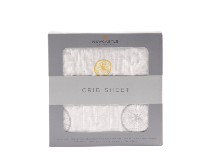 Vintage Wheel Bamboo Muslin Crib Sheet - The Little Big Store