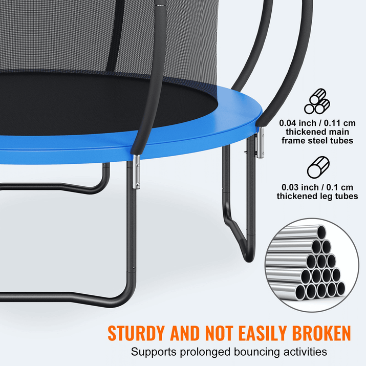 VEVOR 10FT Trampoline, 330 lbs Trampoline with Enclosure Net, Ladder, and Curved Pole, Heavy Duty Trampoline with Jumping Mat and Spring Cover Padding, Outdoor Recreational Trampolines for Kids Adults - The Little Big Store