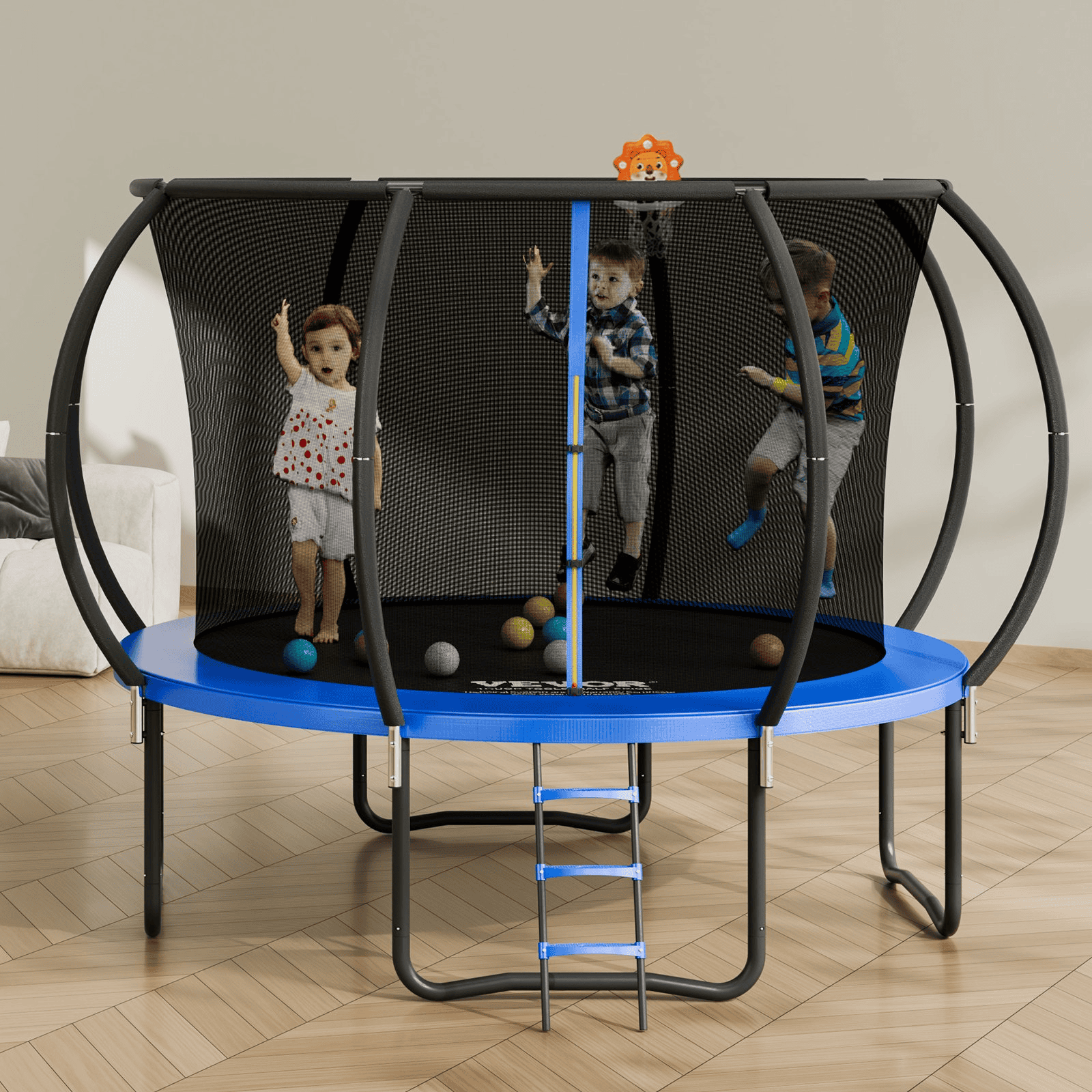 VEVOR 10FT Trampoline, 330 lbs Trampoline with Enclosure Net, Ladder, and Curved Pole, Heavy Duty Trampoline with Jumping Mat and Spring Cover Padding, Outdoor Recreational Trampolines for Kids Adults - The Little Big Store