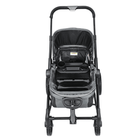 All-Terrain Stroller Wagon, 2 Seats Foldable Expedition 2-in-1 Collapsible Wagon Stroller, Includes Canopy, Parent Organizer, Snack Tray & Cup Holders, 55lbs for Single Seat, Dark Grey/Black - The Little Big Store