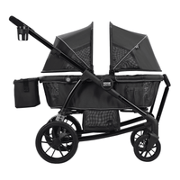 All-Terrain Stroller Wagon, 2 Seats Foldable Expedition 2-in-1 Collapsible Wagon Stroller, Includes Canopy, Parent Organizer, Snack Tray & Cup Holders, 55lbs for Single Seat, Black - The Little Big Store