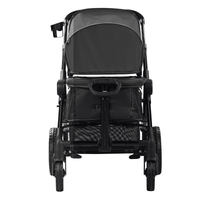 All-Terrain Stroller Wagon, 2 Seats Foldable Expedition 2-in-1 Collapsible Wagon Stroller, Includes Canopy, Parent Organizer, Snack Tray & Cup Holders, 55lbs for Single Seat, Black - The Little Big Store