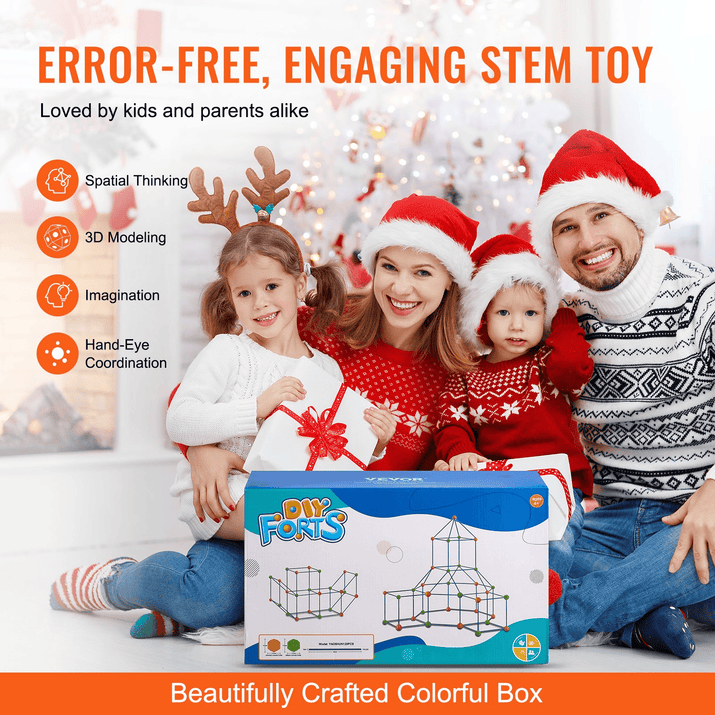 VEVOR Tent Fort Building Kit for Kids STEM Construction Toy Set Castle 120PCS - The Little Big Store