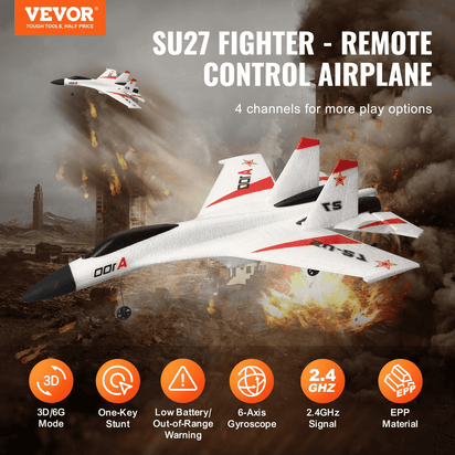 VEVOR RC Airplane Fighter EPP Foam RC Plane Toy 2.4GHz Remote Control 3D/6G Mode - The Little Big Store