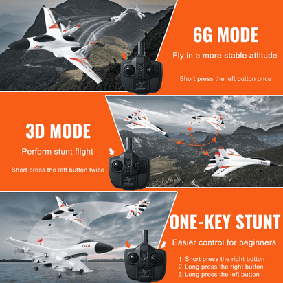 VEVOR RC Airplane Fighter EPP Foam RC Plane Toy 2.4GHz Remote Control 3D/6G Mode - The Little Big Store