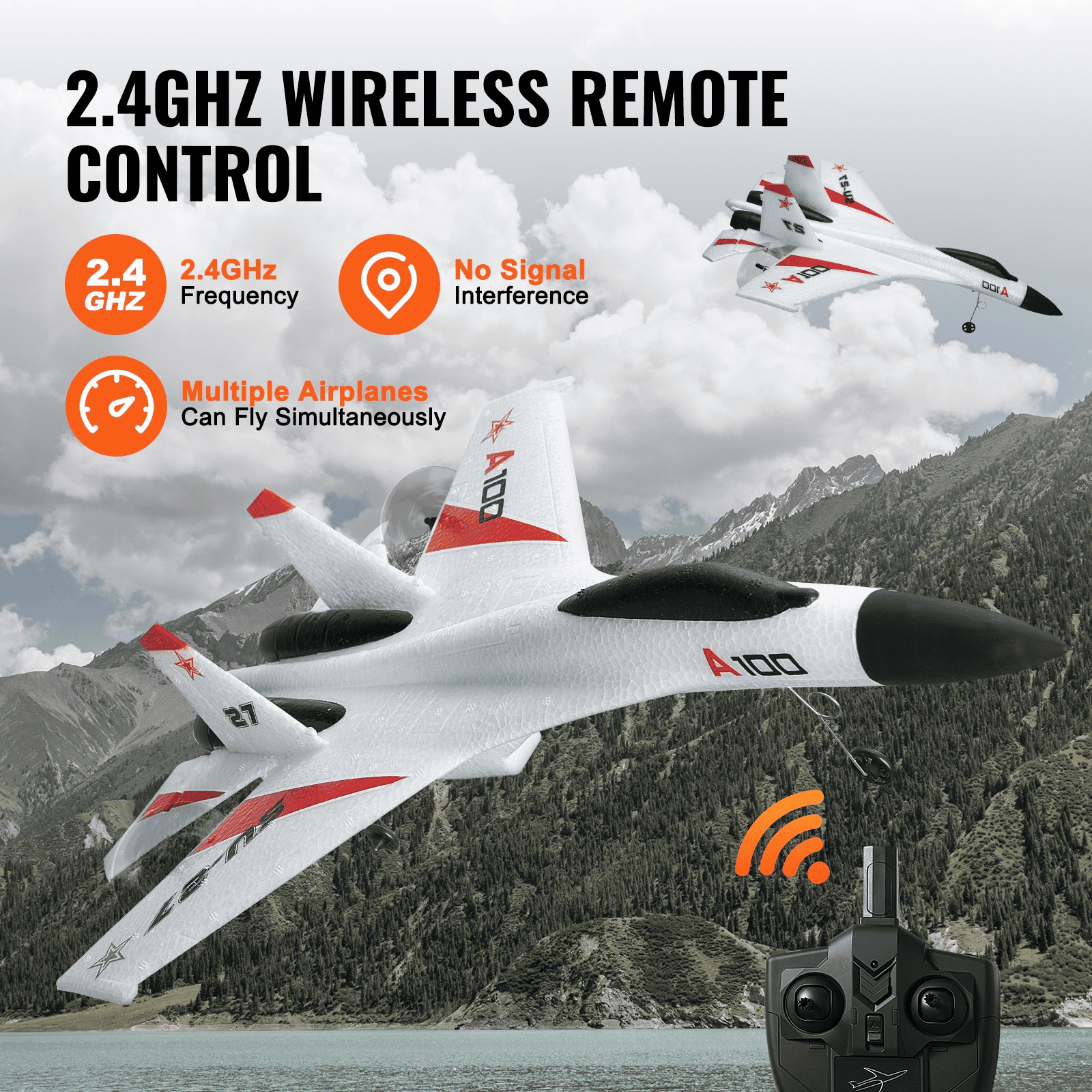 VEVOR RC Airplane Fighter EPP Foam RC Plane Toy 2.4GHz Remote Control 3D/6G Mode - The Little Big Store
