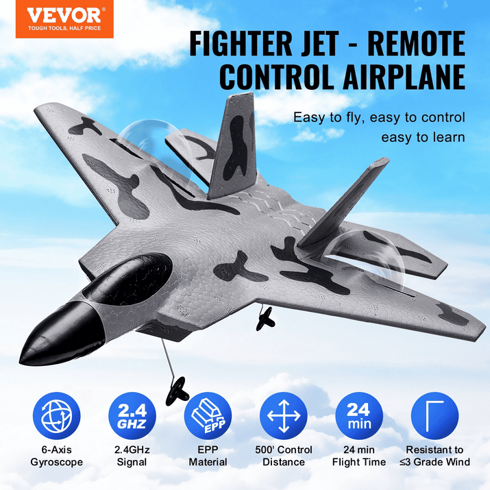 VEVOR RC Airplane Fighter EPP Foam RC Plane Toy with 2.4 GHz Remote Control - The Little Big Store