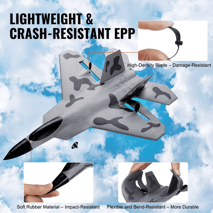 VEVOR RC Airplane Fighter EPP Foam RC Plane Toy with 2.4 GHz Remote Control - The Little Big Store