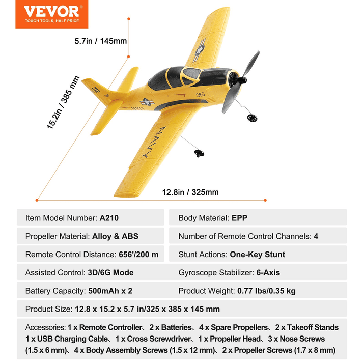 VEVOR RC Airplane Trainer Aircraft EPP Foam RC Plane Toy 2.4 GHz Remote Control - The Little Big Store