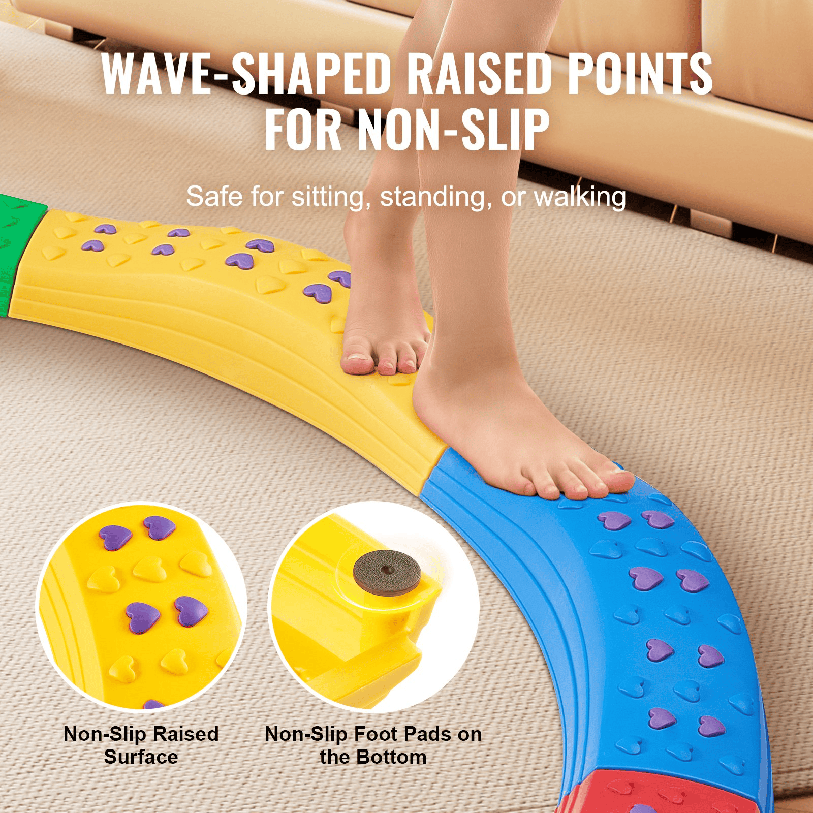VEVOR Kids Balance Beam Stepping Stones Gymnastics Children Balance Board 8 PCS - The Little Big Store