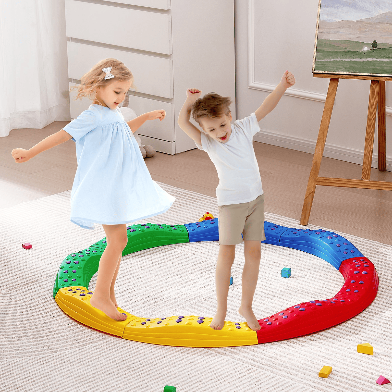 VEVOR Kids Balance Beam Stepping Stones Gymnastics Children Balance Board 8 PCS - The Little Big Store