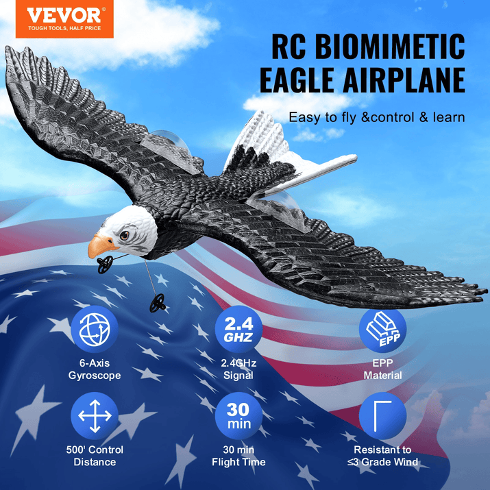 VEVOR RC Airplane Biomimetic Eagle EPP Foam RC Plane Toy 2.4 GHz Remote Control - The Little Big Store