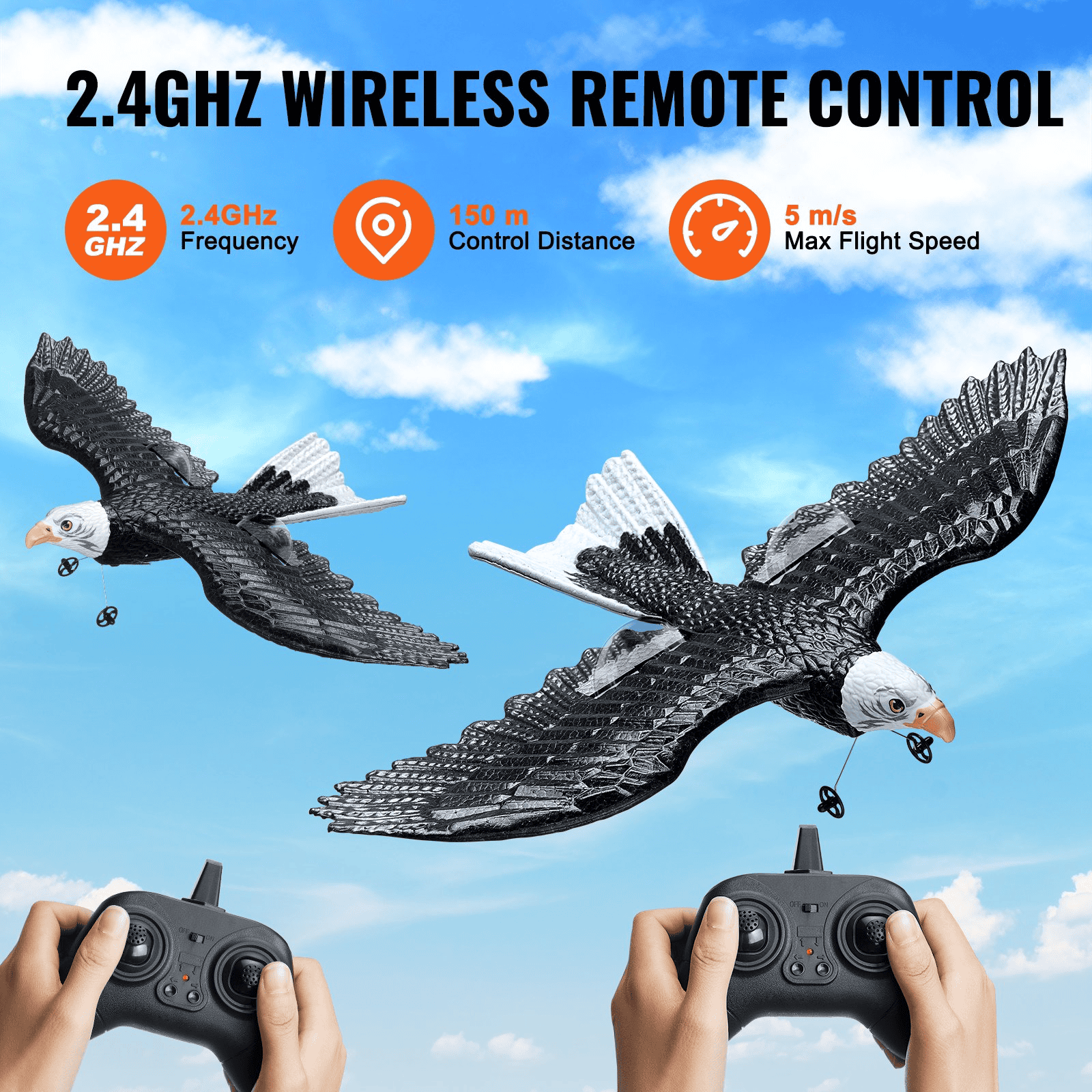 VEVOR RC Airplane Biomimetic Eagle EPP Foam RC Plane Toy 2.4 GHz Remote Control - The Little Big Store