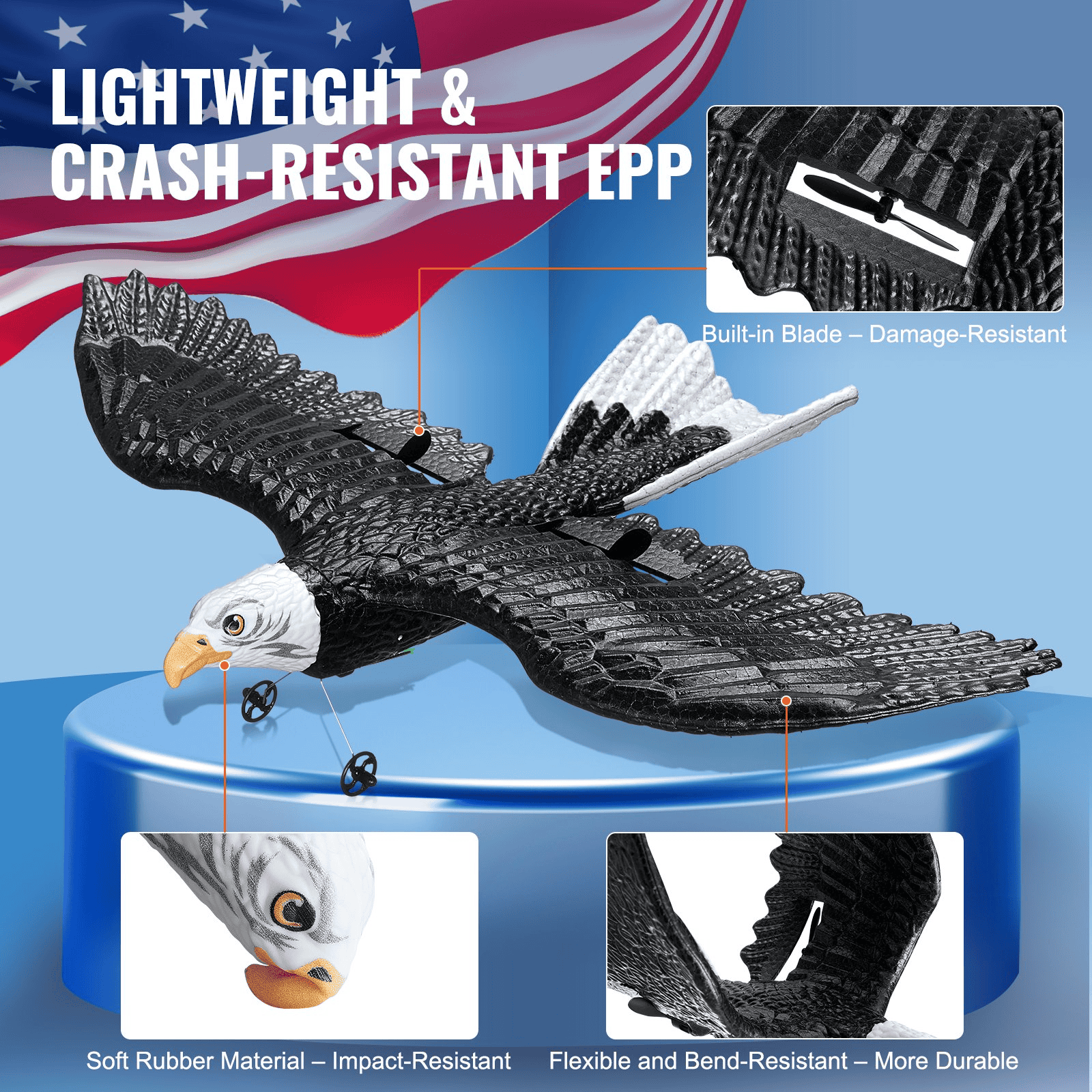 VEVOR RC Airplane Biomimetic Eagle EPP Foam RC Plane Toy 2.4 GHz Remote Control - The Little Big Store