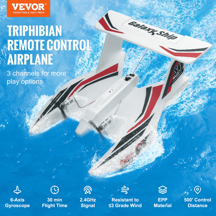 VEVOR RC Airplane Amphibious EPP Foam RC Plane Toy with 2.4 GHz Remote Control - The Little Big Store
