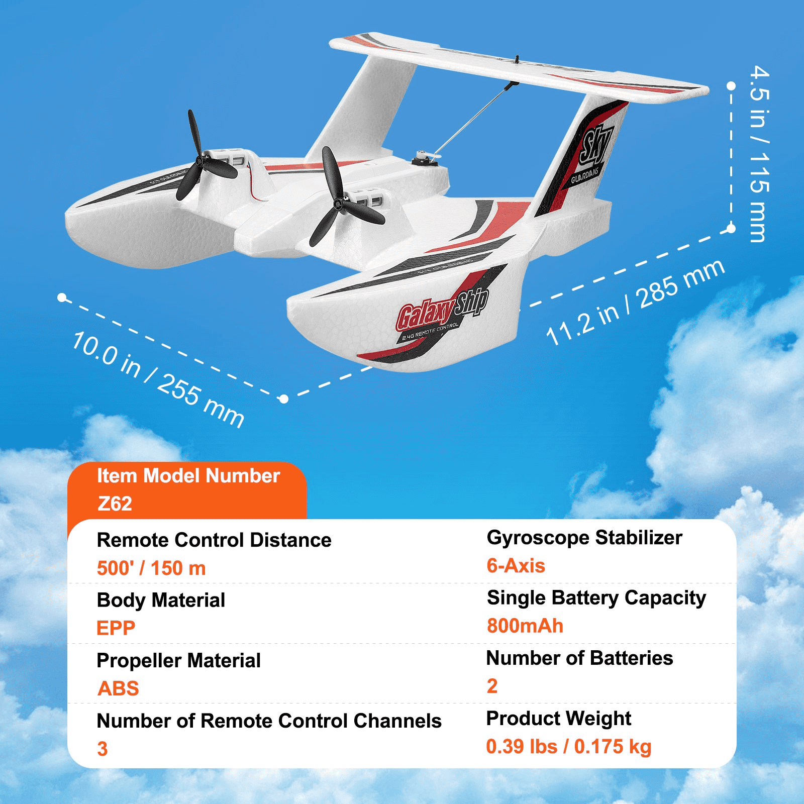 VEVOR RC Airplane Amphibious EPP Foam RC Plane Toy with 2.4 GHz Remote Control - The Little Big Store