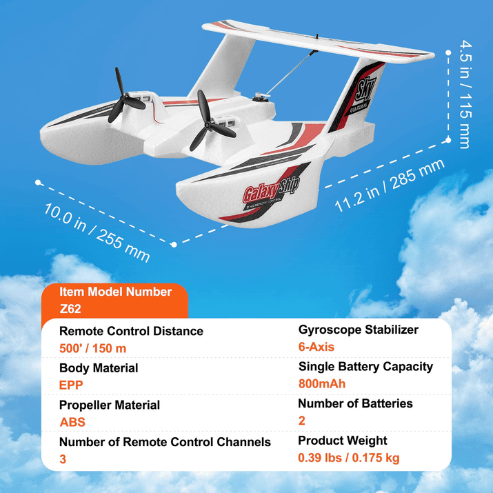 VEVOR RC Airplane Amphibious EPP Foam RC Plane Toy with 2.4 GHz Remote Control - The Little Big Store