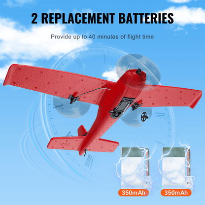 VEVOR RC Airplane EPP Foam RC Plane Toy with 2.4 GHz Remote Control 2 Batteries - The Little Big Store