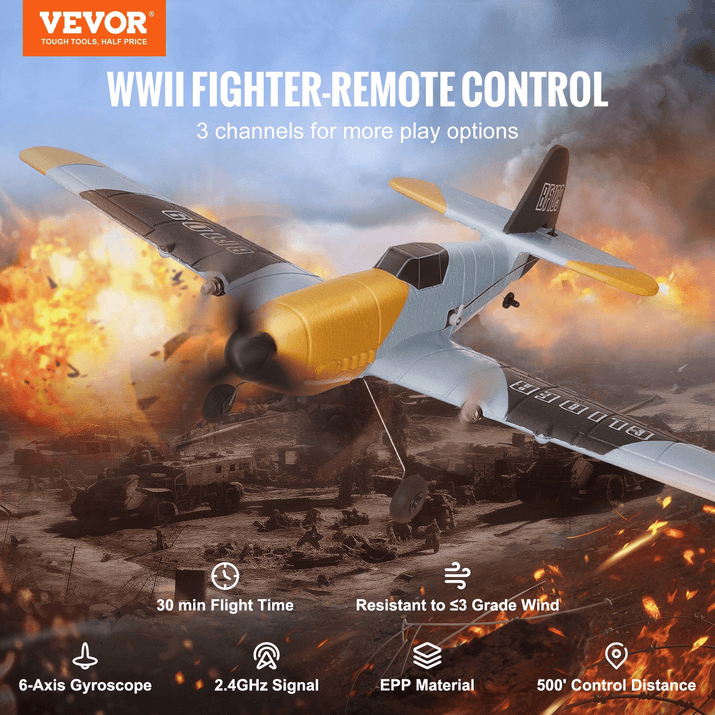 VEVOR RC Airplane WWII Fighter EPP Foam RC Plane Toy with 2.4 GHz Remote Control - The Little Big Store
