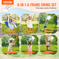 VEVOR Swing Sets for Backyard 6 in 1 Swing Set 440lbs Capacity Metal Swingset - The Little Big Store