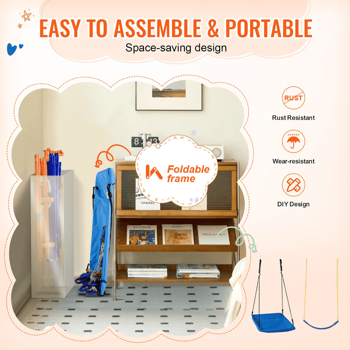 VEVOR Swing Sets for Backyard 6 in 1 Swing Set 440lbs Capacity Metal Swingset - The Little Big Store