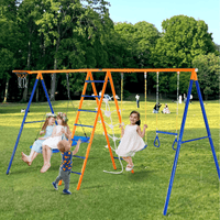 VEVOR Swing Sets for Backyard 6 in 1 Swing Set 440lbs Capacity Metal Swingset - The Little Big Store